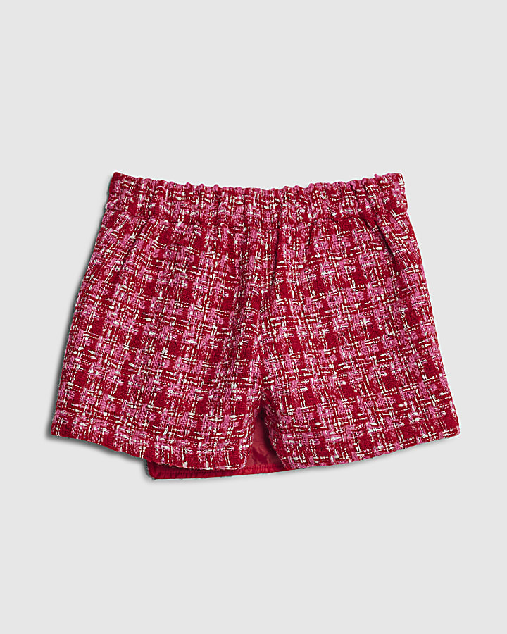 Girls Pink Boucle Button Skort