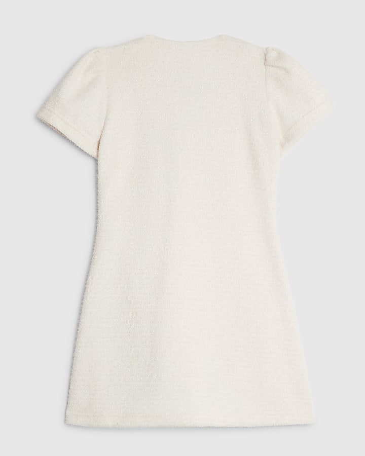 Girls Cream Fit And Flare Dress