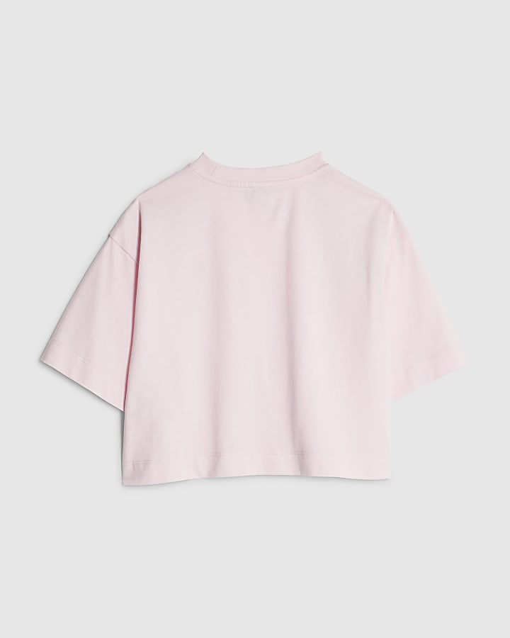 Girls Pink Embellished Bow Top