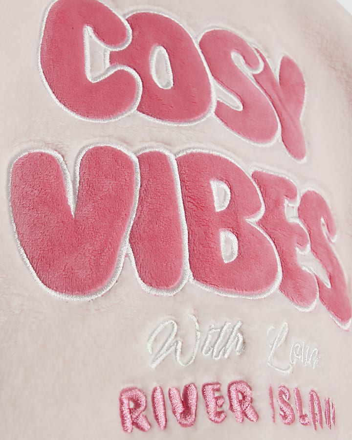 Girls Pink Cosy Vibes Velour Loungewear Set