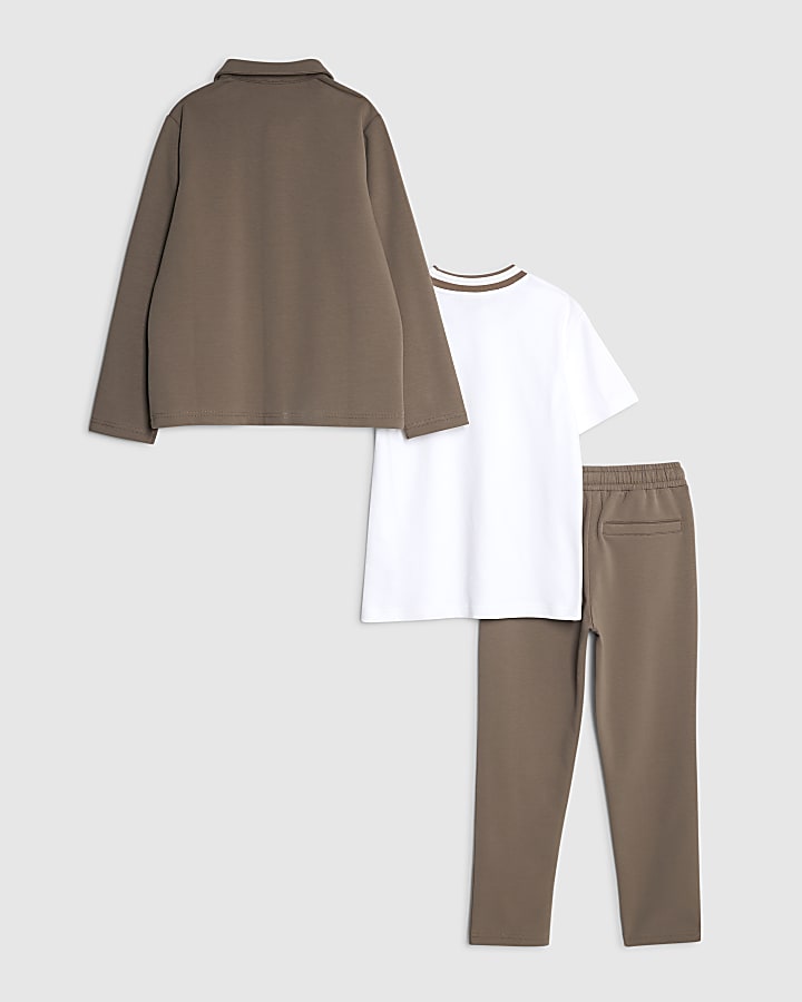 Boys Brown Jacket 3 Piece Set
