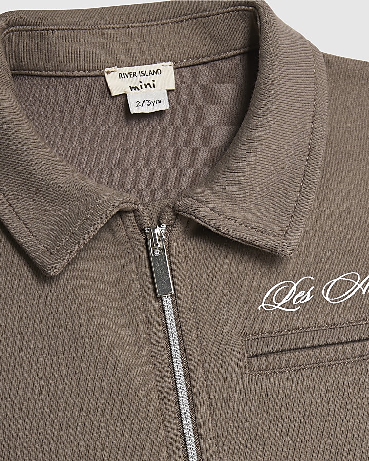 Mini Boys Brown Jacket 3 Piece Set