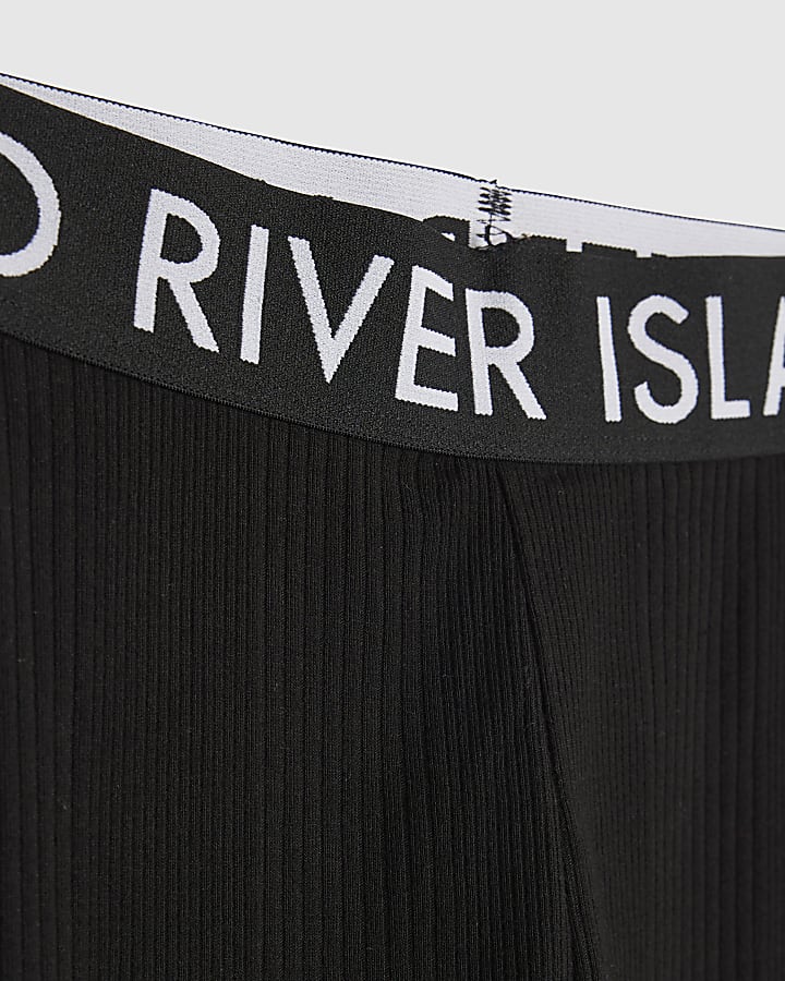Girls Black Ribbed Leggings