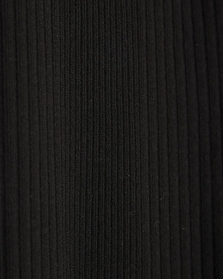 Girls Black Ribbed Leggings