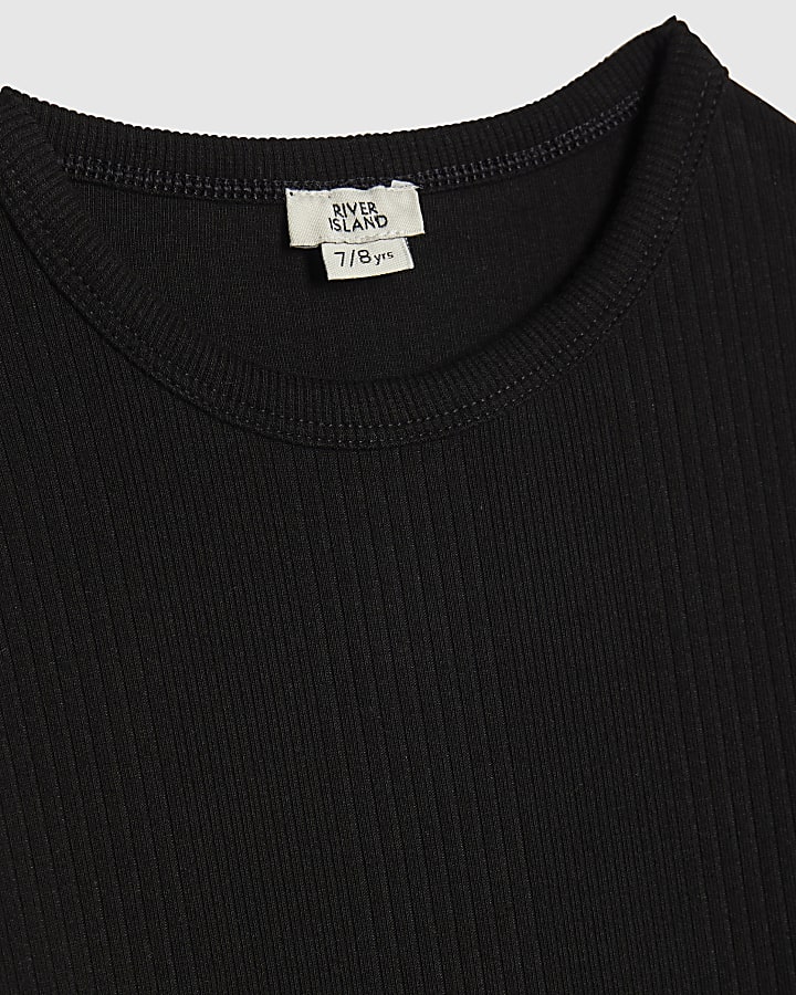 Girls Black Ribbed Top 