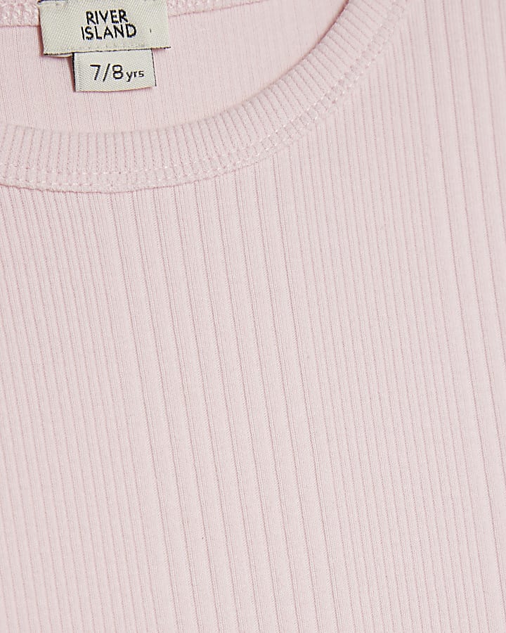 Girls Pink Ribbed RI Waistband Top