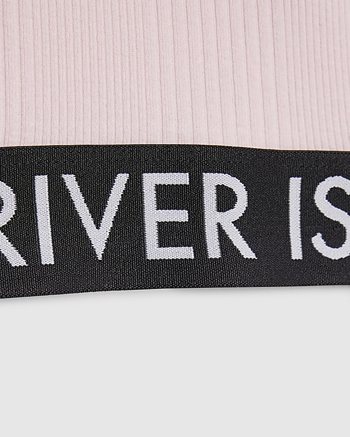 Girls Pink Ribbed RI Waistband Top