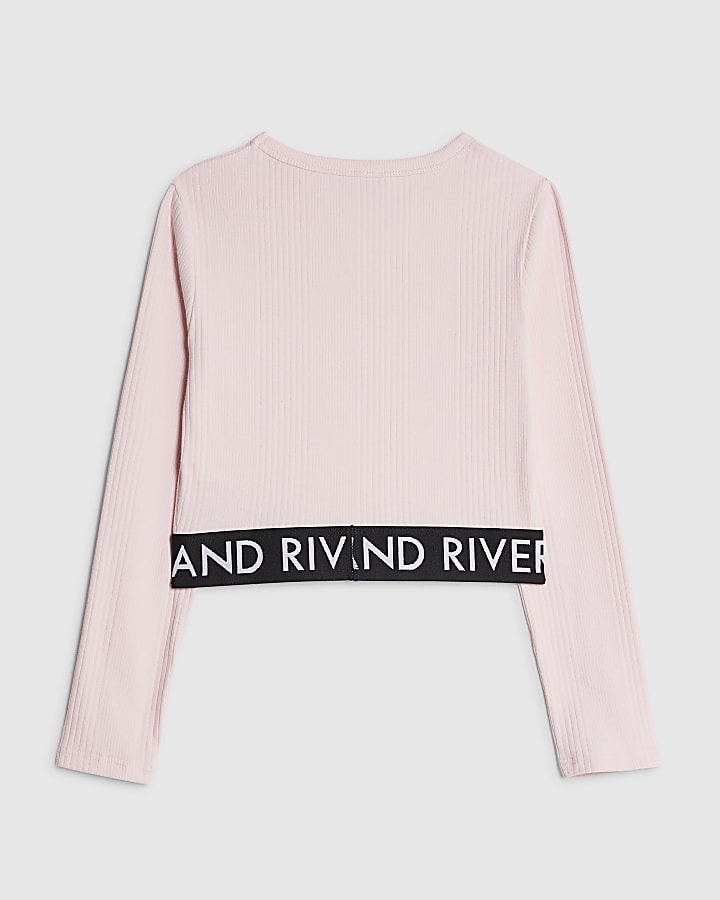Girls Pink Ribbed RI Waistband Top