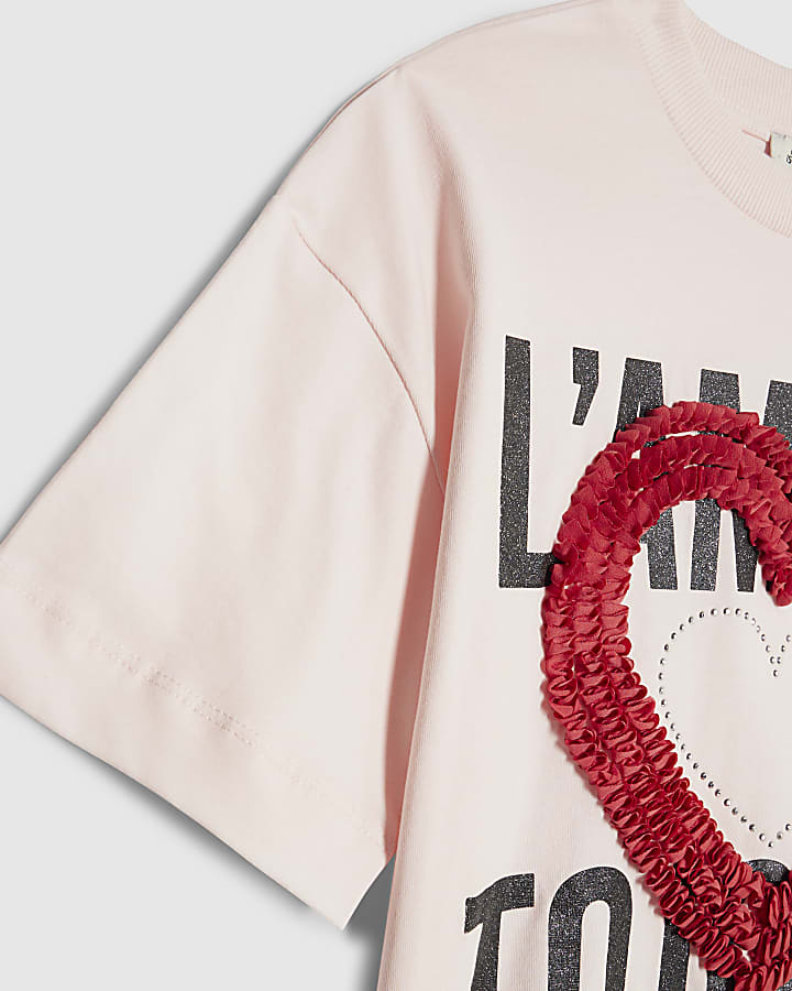 Girls Pink L'amour 3D Heart T-Shirt