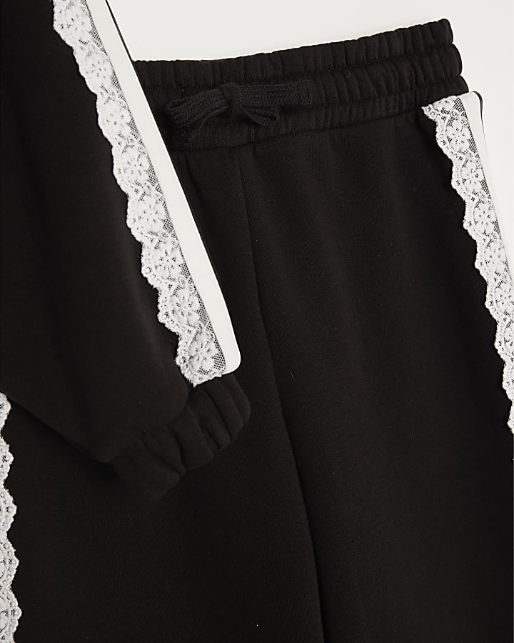 Girls Black Ruffle Sweatshirt Set