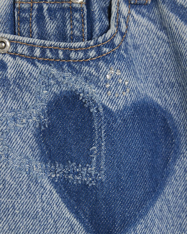 Mini Girls Blue Heart Wide Leg Jeans Set