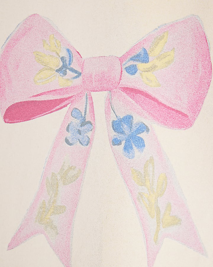 Girls Pink Floral Bow T-Shirt