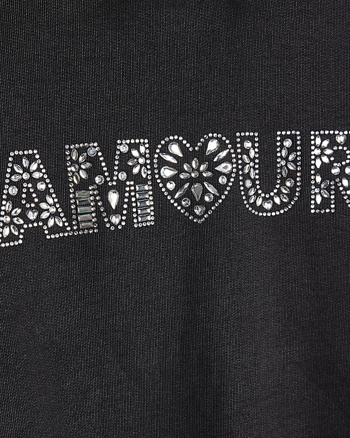 Girls Grey Washed Amour Sweatshirt Set