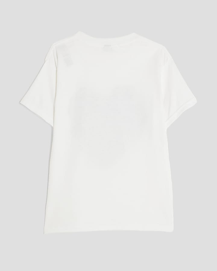 Girls White Leopard Heart T-Shirt