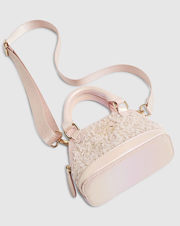 Girls Pink Sequin Borg Mini Tote bag