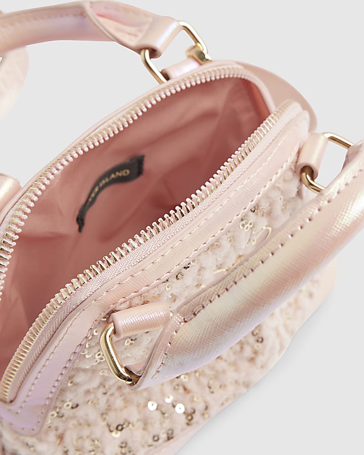 Girls Pink Sequin Borg Mini Tote bag