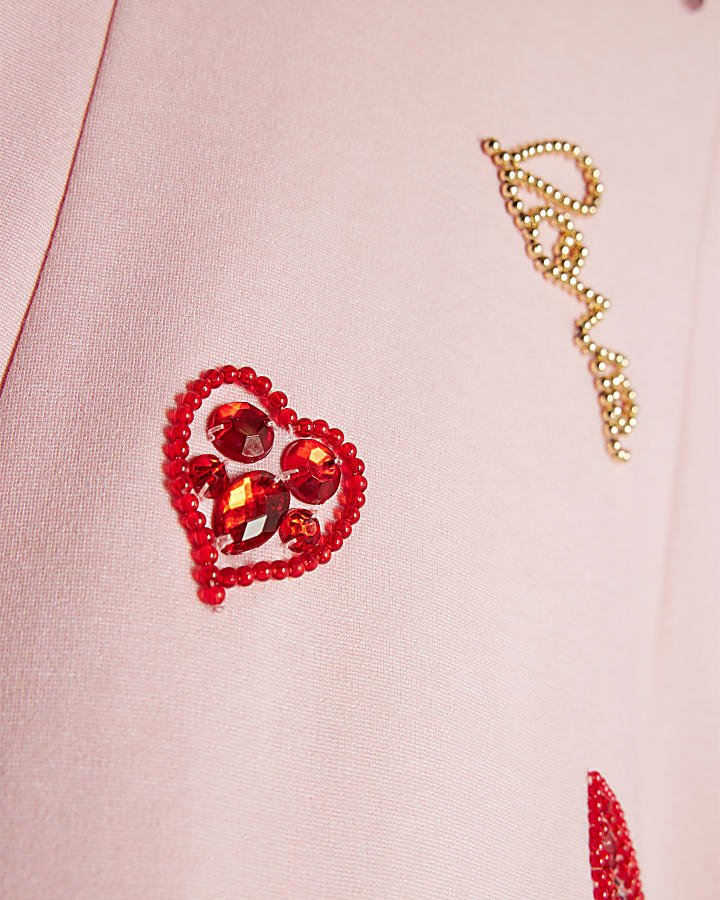 Girls Pink Lips Faux Fur Hem Dress