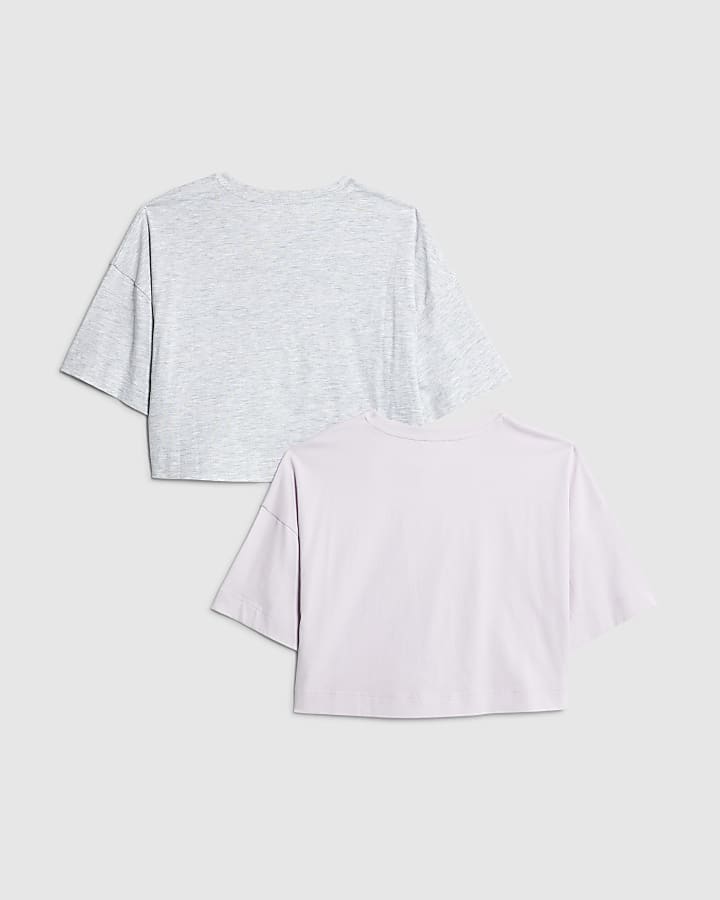Girls Purple Pack Of 2 Crop Tops
