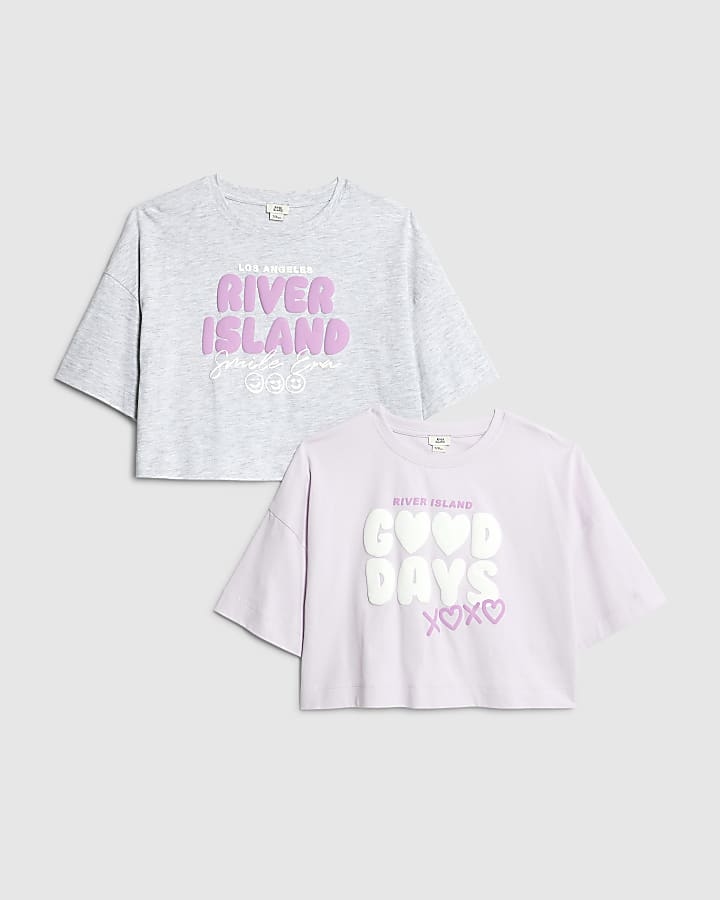 Girls Purple Pack Of 2 Crop Tops