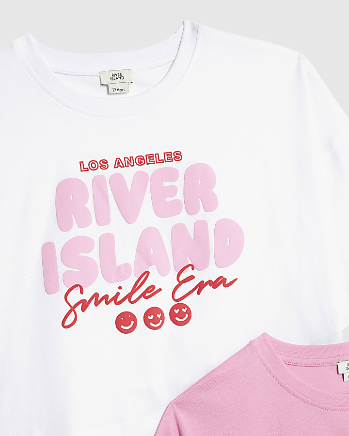 Girls Pink Pack Of 2 Crop Tops