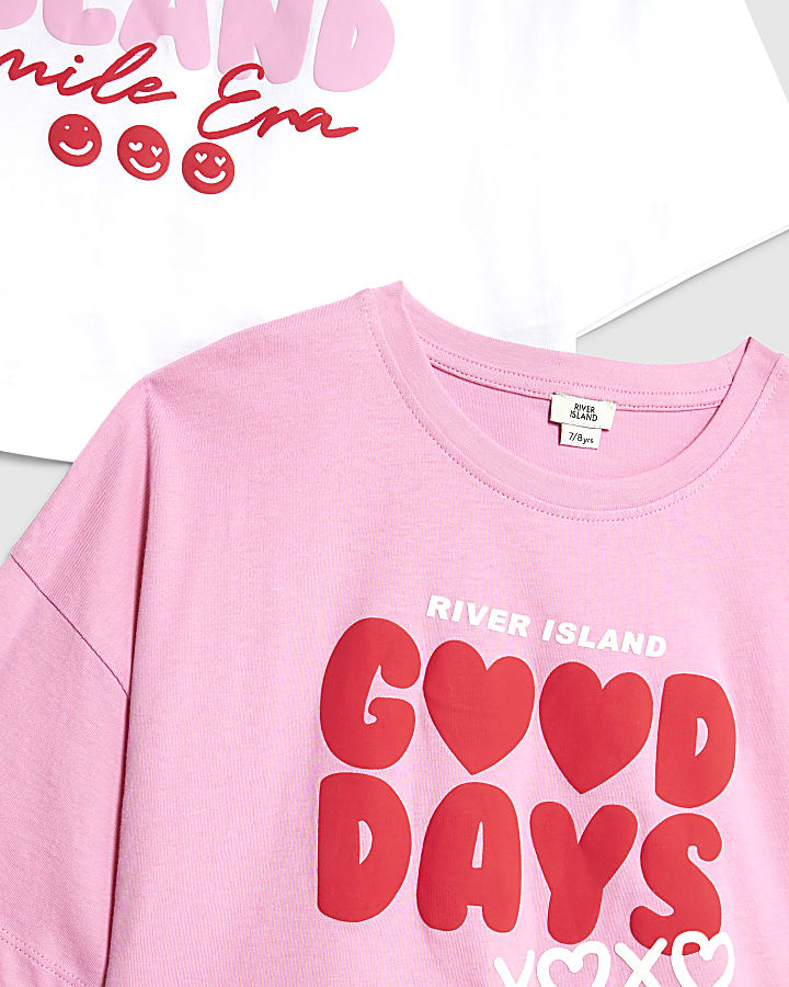 Girls Pink Pack Of 2 Crop Tops