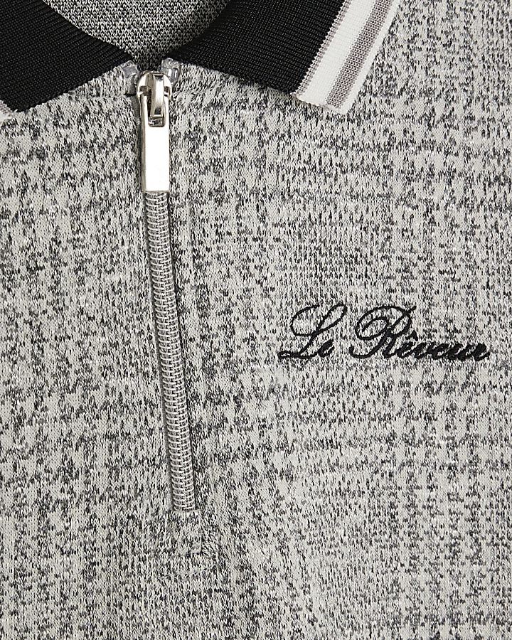 Boys Grey Check Polo Shirt Set