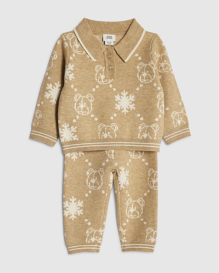 Baby Boys Cream Snowflake Bear RI Jumper Set
