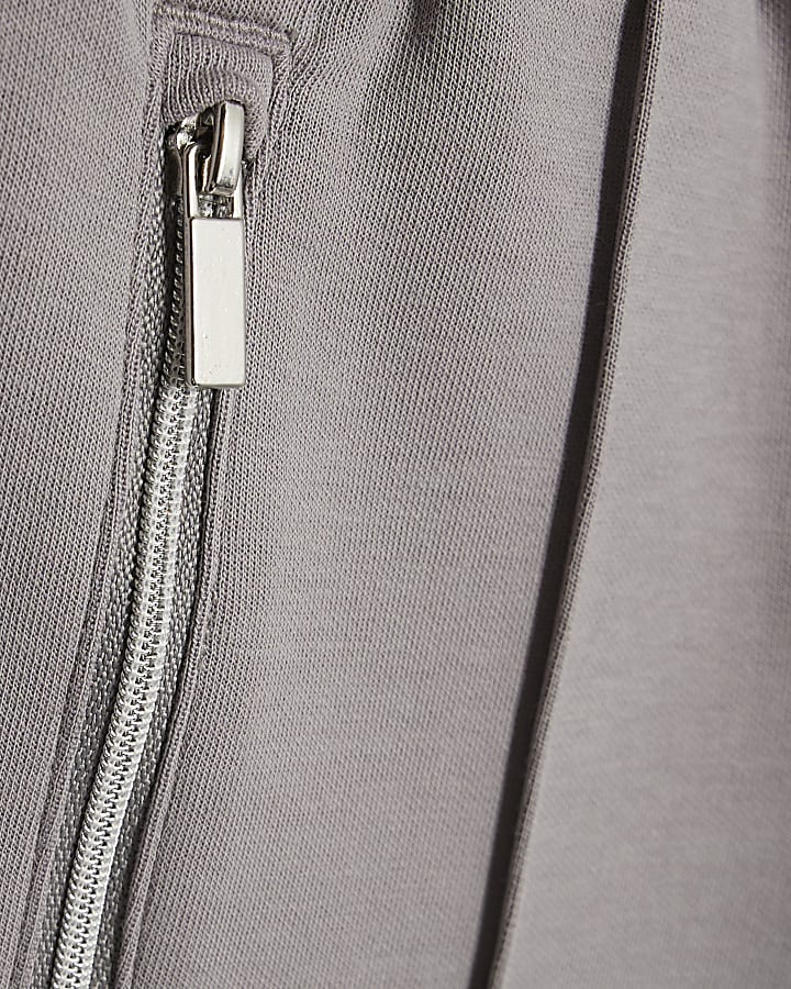 Mini Boys Grey Zip Funnel Sweatshirt Set