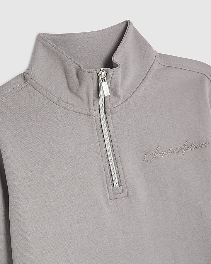 Boys Grey Zip Funnel Sweatshirt Set