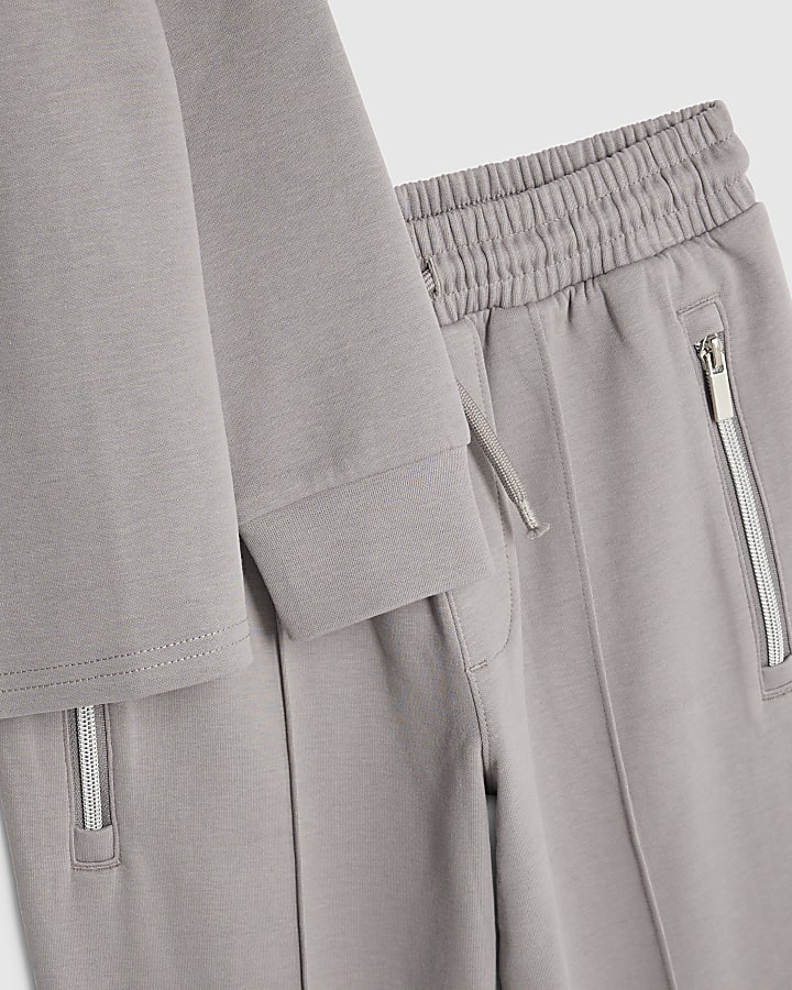 Boys Grey Zip Funnel Sweatshirt Set