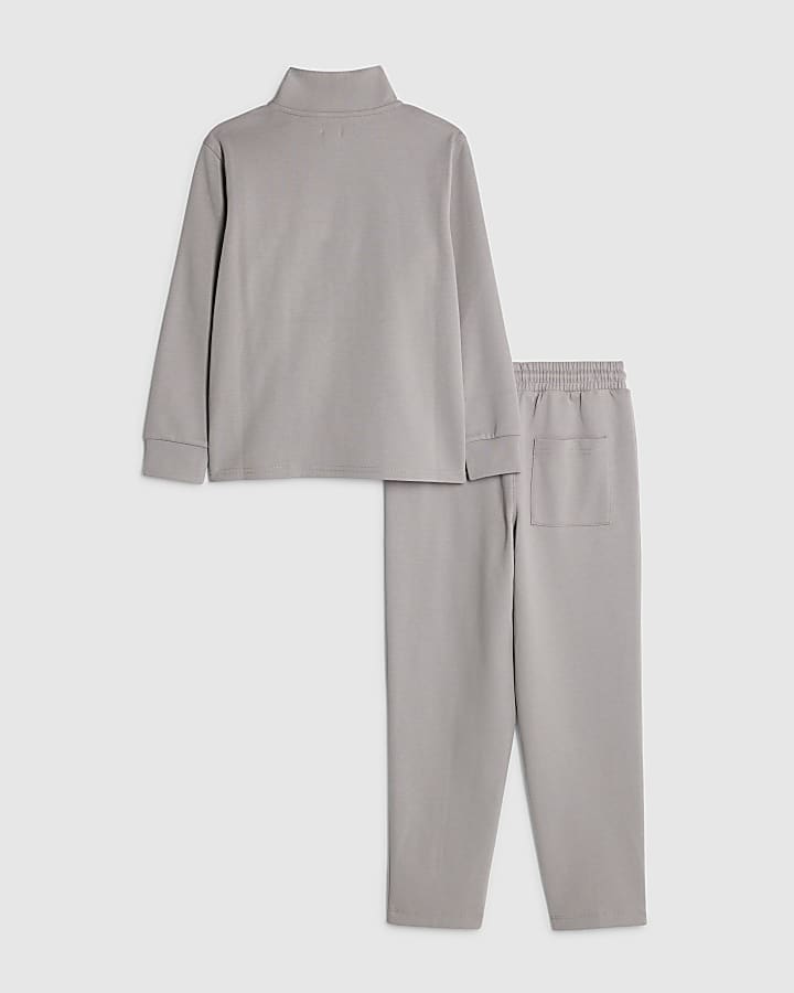 Boys Grey Zip Funnel Sweatshirt Set