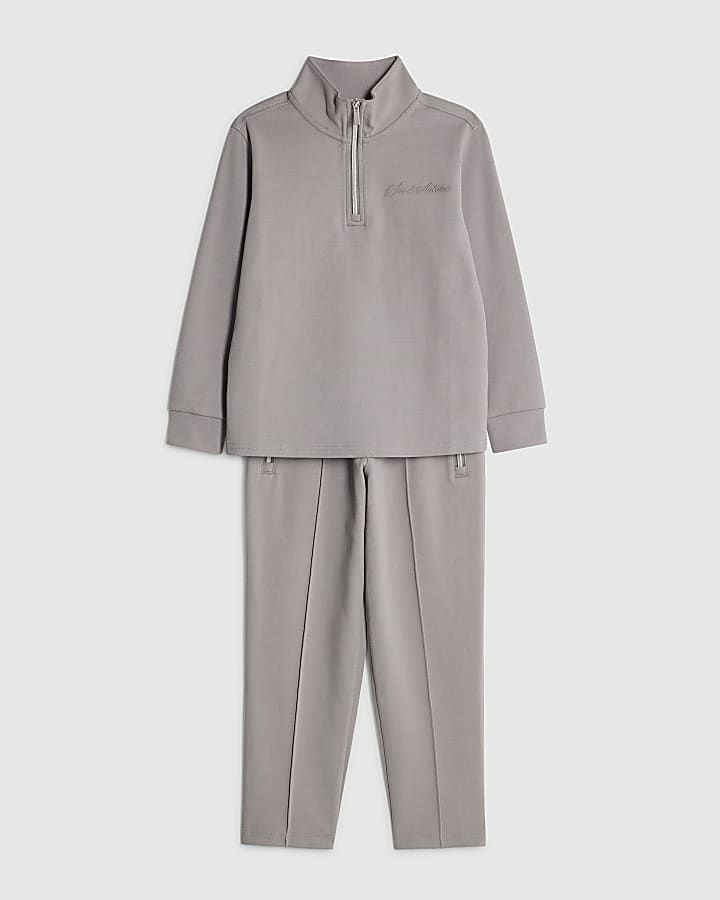 Boys Grey Zip Funnel Sweatshirt Set