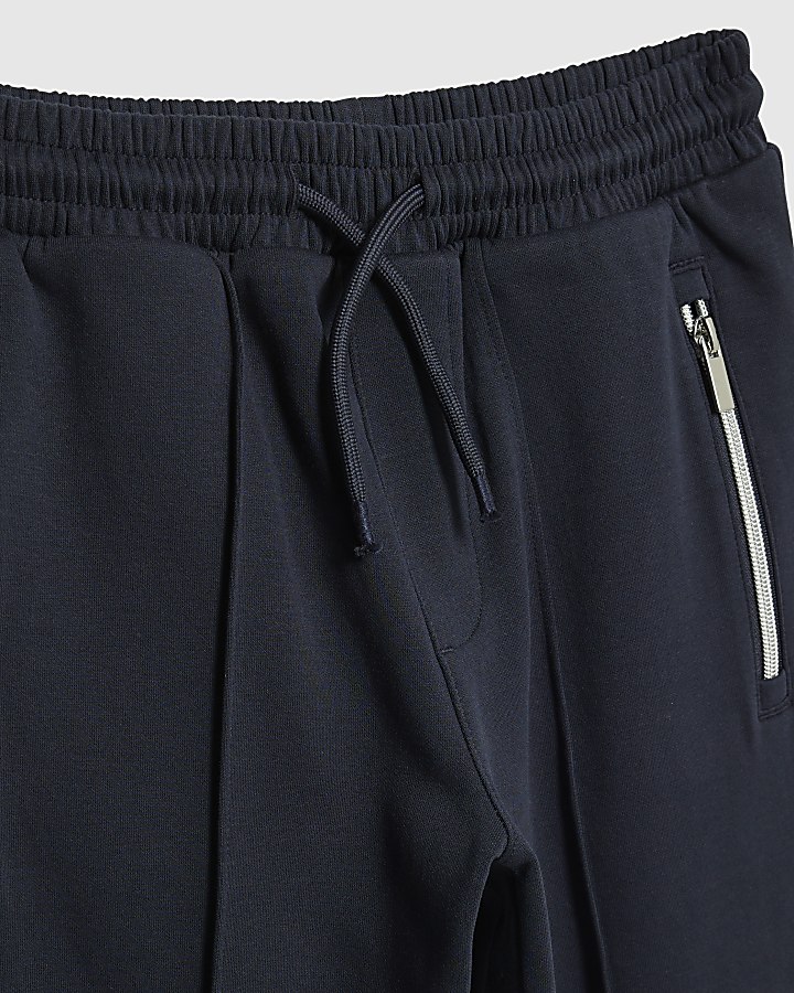 Boys Navy Zip Funnel Sweatshirt Set