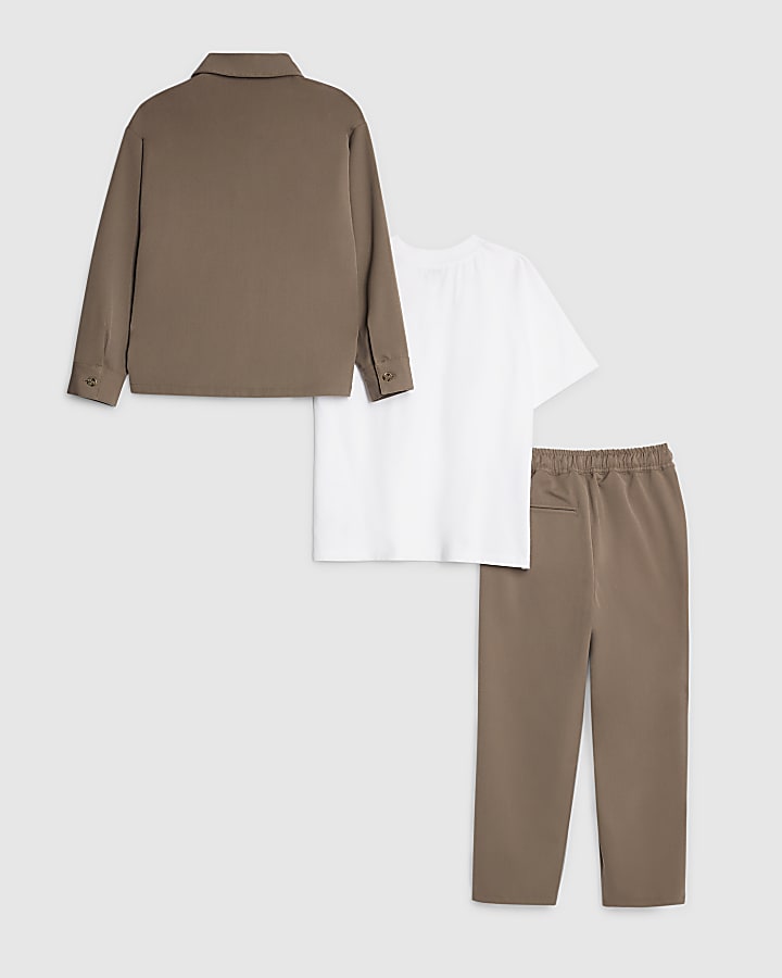 Boys Stone Tailored Shirt 3 Piece Set
