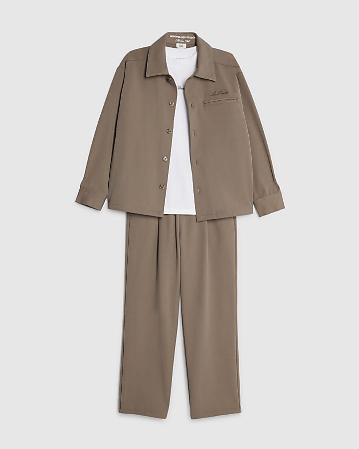 Boys Stone Tailored Shirt 3 Piece Set
