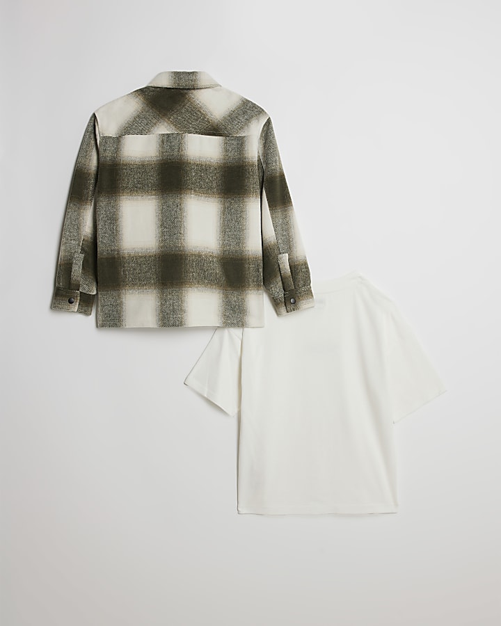 Boys Green Check Overshirt Set
