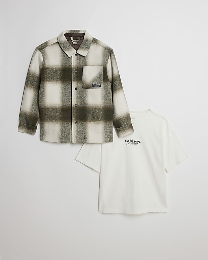 Boys Green Check Overshirt Set