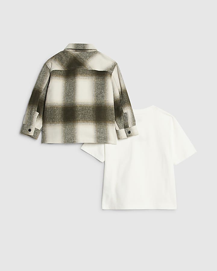 Mini Boys Green Check Overshirt Set