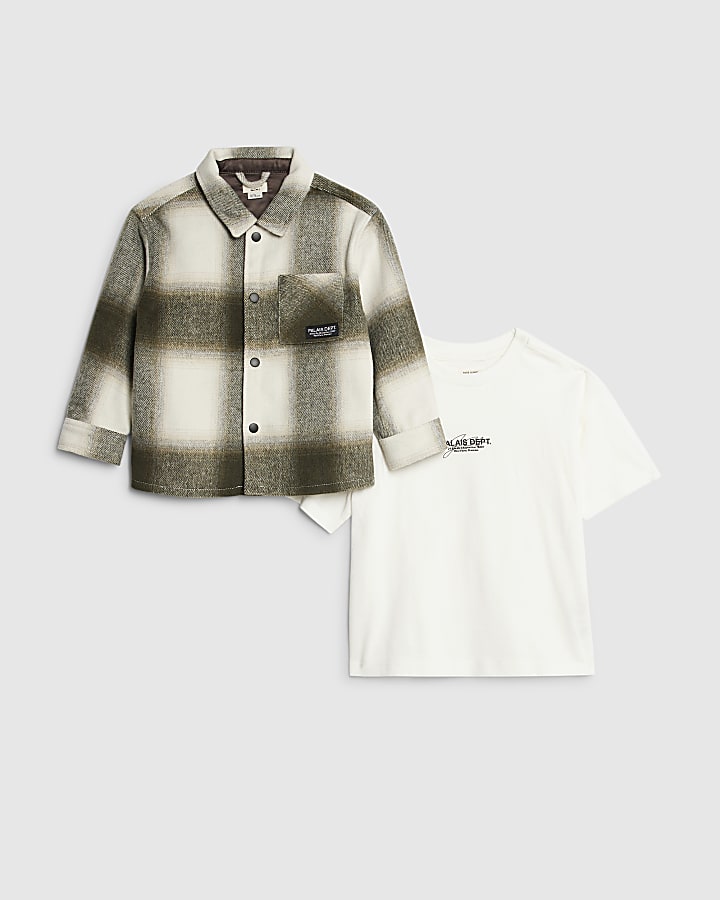 Mini Boys Green Check Overshirt Set