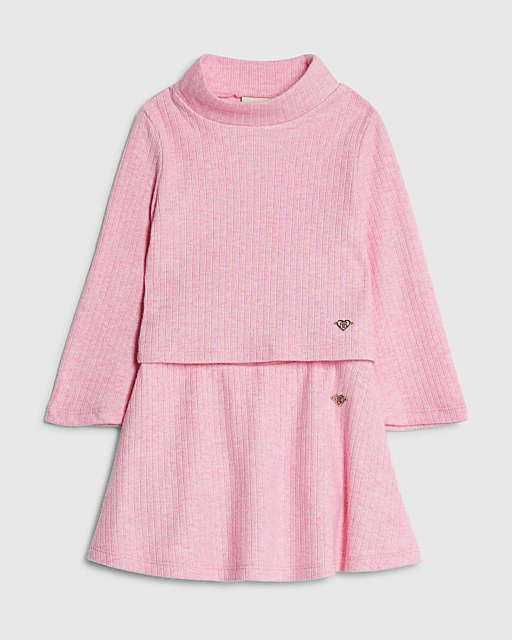 Mini Girls Pink Cosy Top & Skort Set