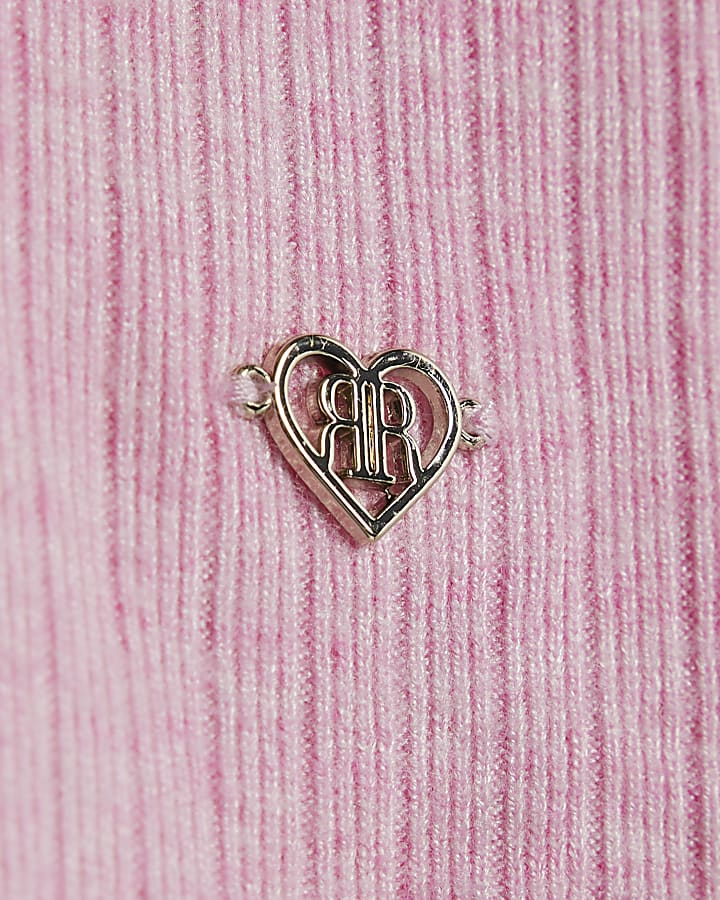 Mini Girls Pink Frill Shoulder Top Set