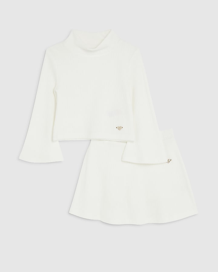 Mini Girls Cream Cosy Skort Set