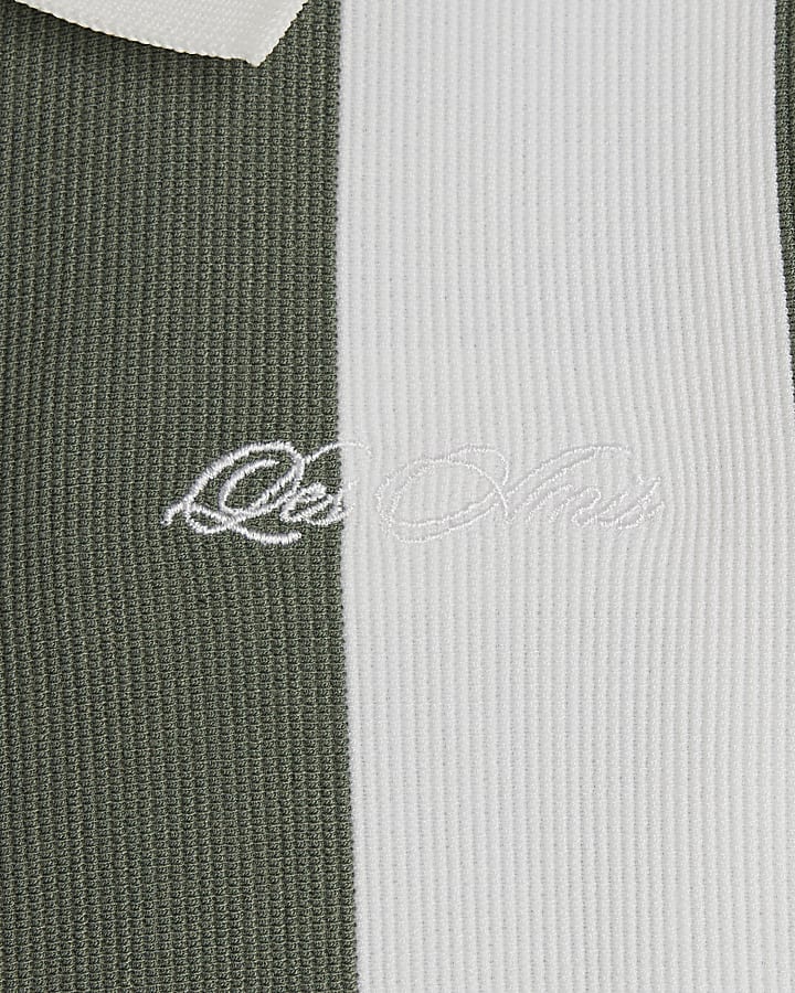 Mini Boys Khaki Striped Polo Shirt Set