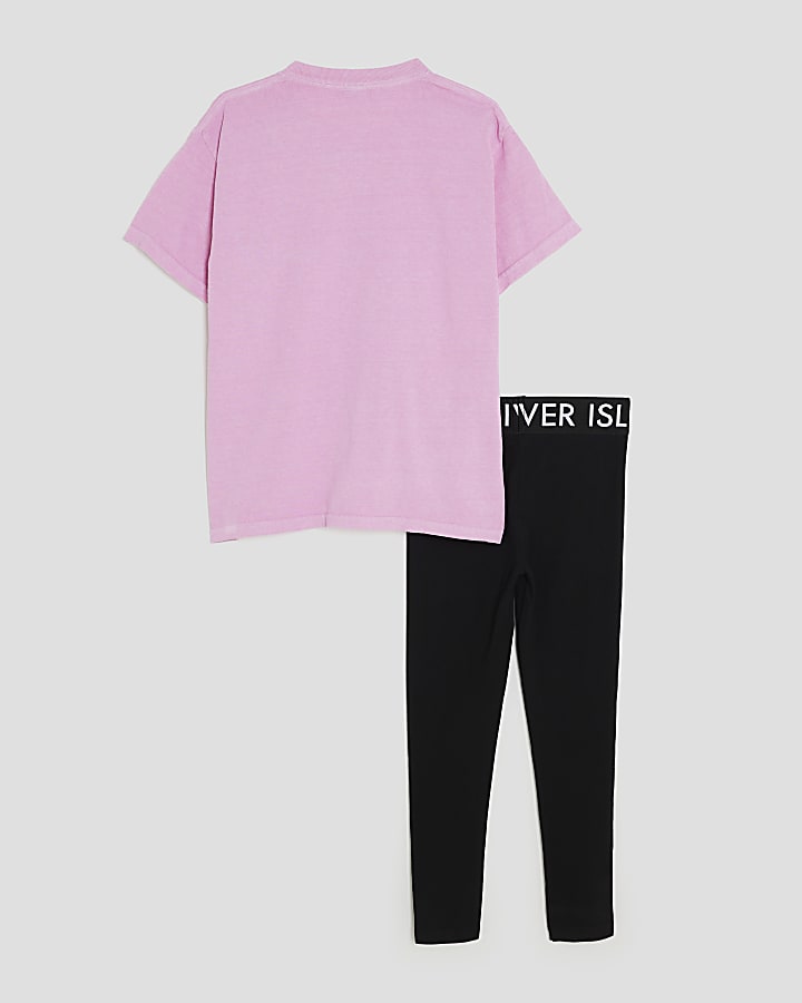 Girls Pink Berry T-Shirt And Leggings Set