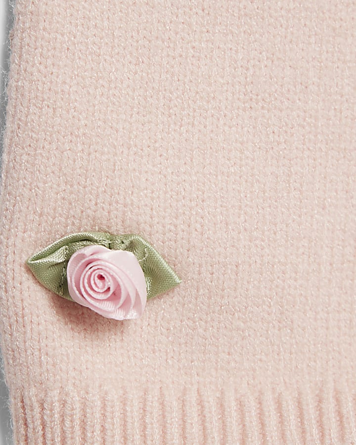 Mini Girls Pink Collared Rose Jumper Set