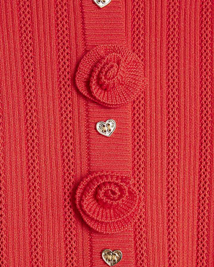 Mini Girls Red Rose Cardigan Set