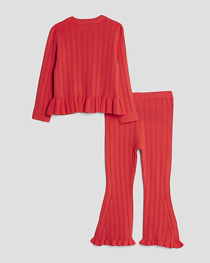 Mini Girls Red Rose Cardigan Set