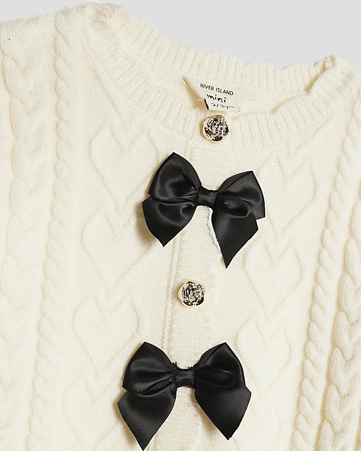 Mini Girls Cream Bow Jumper Set