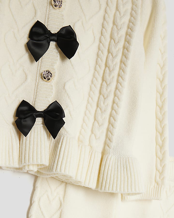 Mini Girls Cream Bow Jumper Set