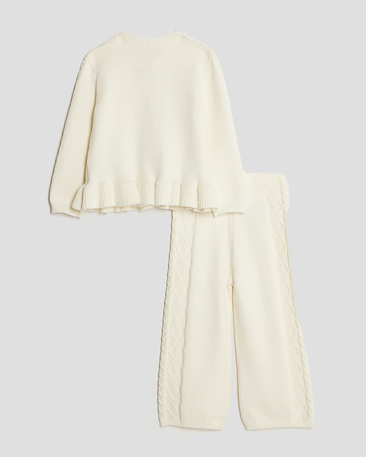 Mini Girls Cream Bow Jumper Set
